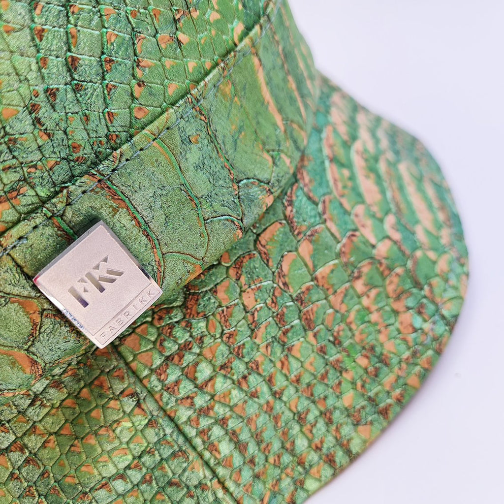 FABRIKK Montecristo Eco Cork Bucket Hat | Green Faux Python | Vegan Hat by FABRIKK - Bare Fashion