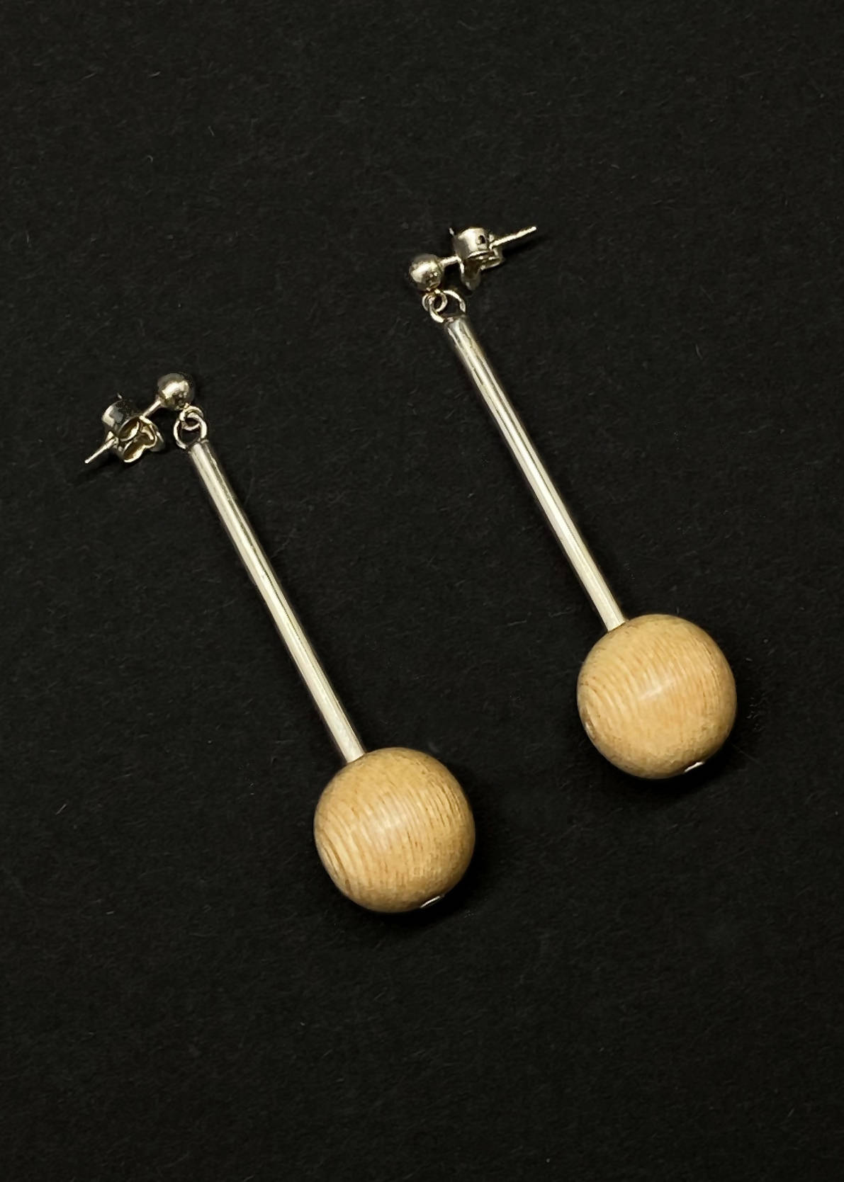 Lana Bead and Tube Earrings - Light Wood by Silverwood® jewellery - Bare Fashion