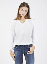 Load image into Gallery viewer, White Blouse With Smocked Cuffs by Graysey - Bare Fashion
