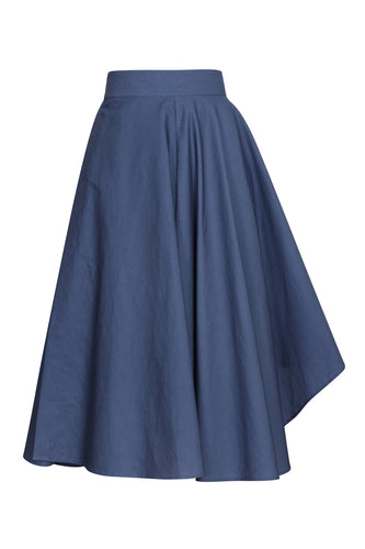 Blue Wrap Skirt in Organic Cotton / Hemp - SAMPLE by Gungho London - Bare Fashion