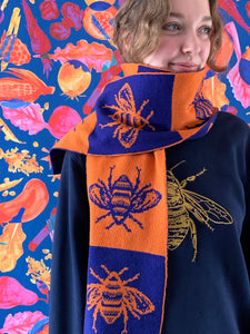 Bee Scarf in Orange and Navy by Gungho London - Bare Fashion