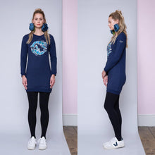 Load image into Gallery viewer, Blue Lobster Embroidered Sweatshirt Dress by Gungho London - Bare Fashion
