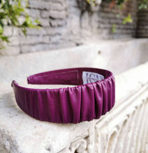 Load image into Gallery viewer, Magenta Headband in Faux Leather with Matching Scrunchie by JCN Fascinators - Bare Fashion
