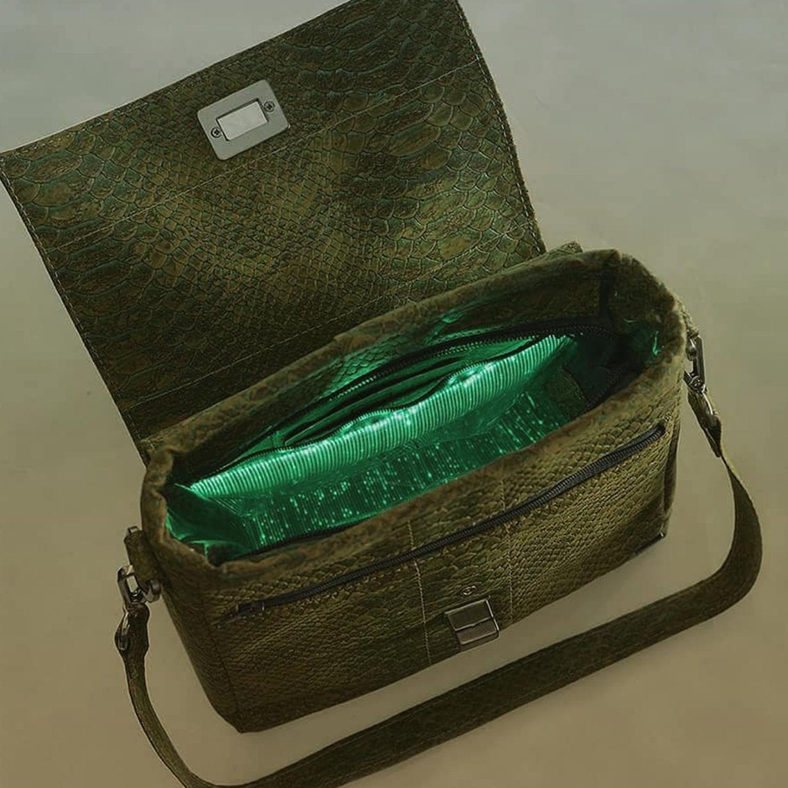 FABRIKK Vela LED Cork Handbag | Orange | Vegan Leather by FABRIKK - Bare Fashion