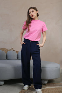 Navy Wide Leg Trouser by Fika - Bare Fashion