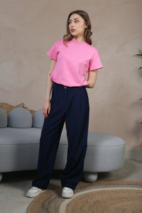 Navy Wide Leg Trouser by Fika - Bare Fashion