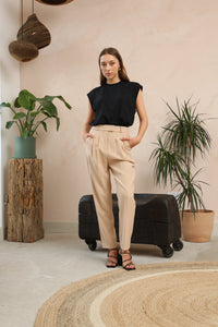 Neutral Tapered Trouser by Fika - Bare Fashion