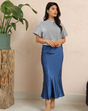 Load image into Gallery viewer, Navy Satin Skirt by Fika - Bare Fashion
