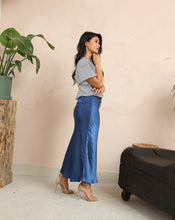 Load image into Gallery viewer, Navy Satin Skirt by Fika - Bare Fashion
