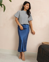 Load image into Gallery viewer, Navy Satin Skirt by Fika - Bare Fashion
