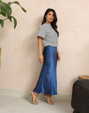 Load image into Gallery viewer, Navy Satin Skirt by Fika - Bare Fashion
