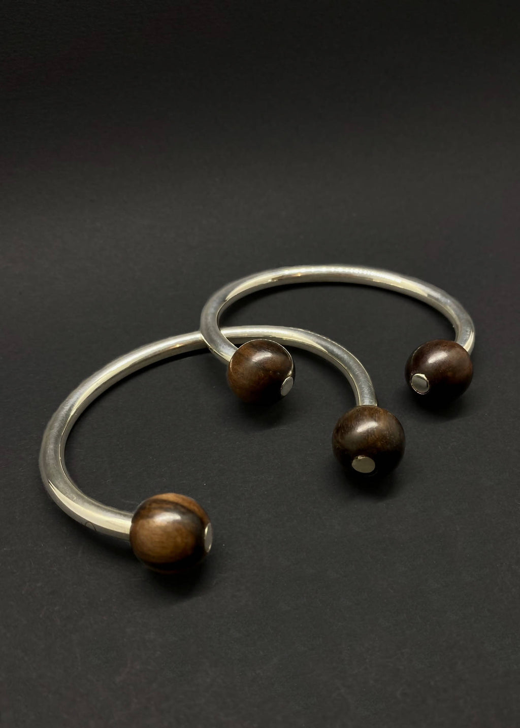 Lana Double Bead Torque Bangle - Light Wood by Silverwood® jewellery - Bare Fashion