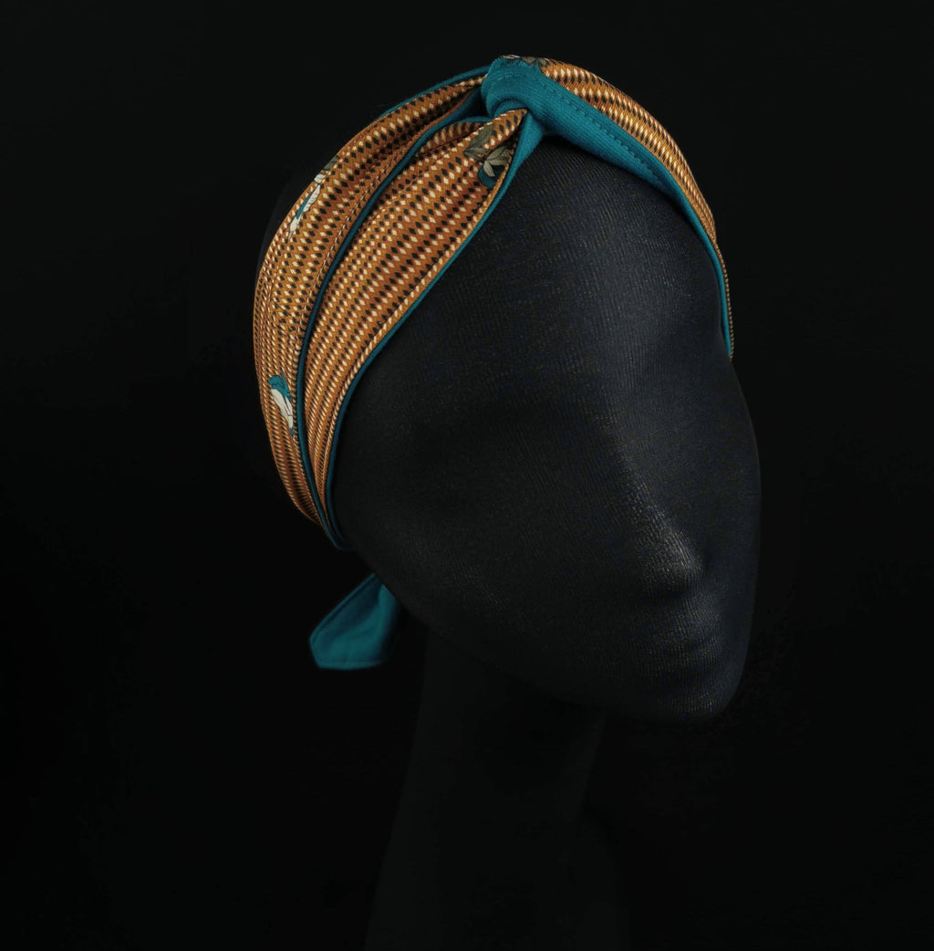 Geometric Print Head Scarf in Jersey and Viscose by JCN Fascinators - Bare Fashion