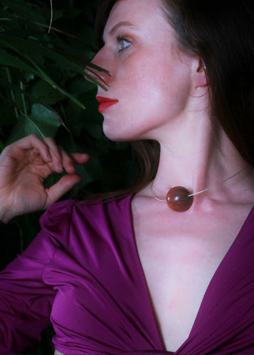 Gaia Bead and Cable Necklace - Red wood by Silverwood® jewellery - Bare Fashion