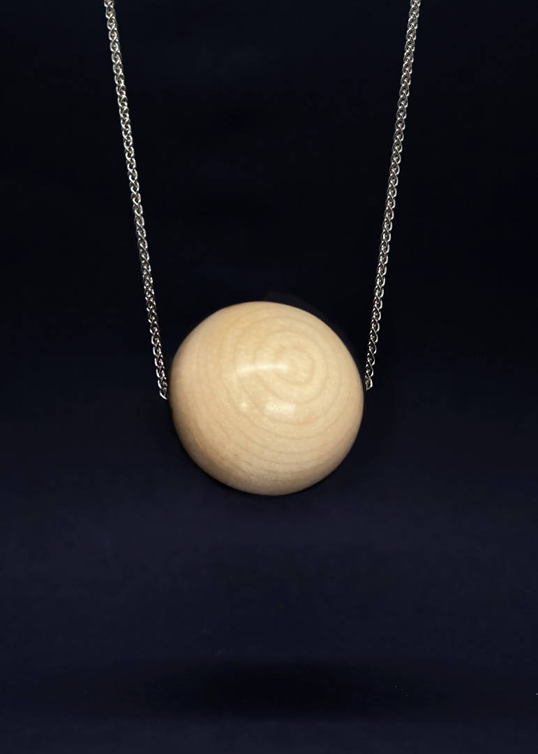 Gaia Giant Bead Long Necklace - Light Wood by Silverwood® jewellery - Bare Fashion