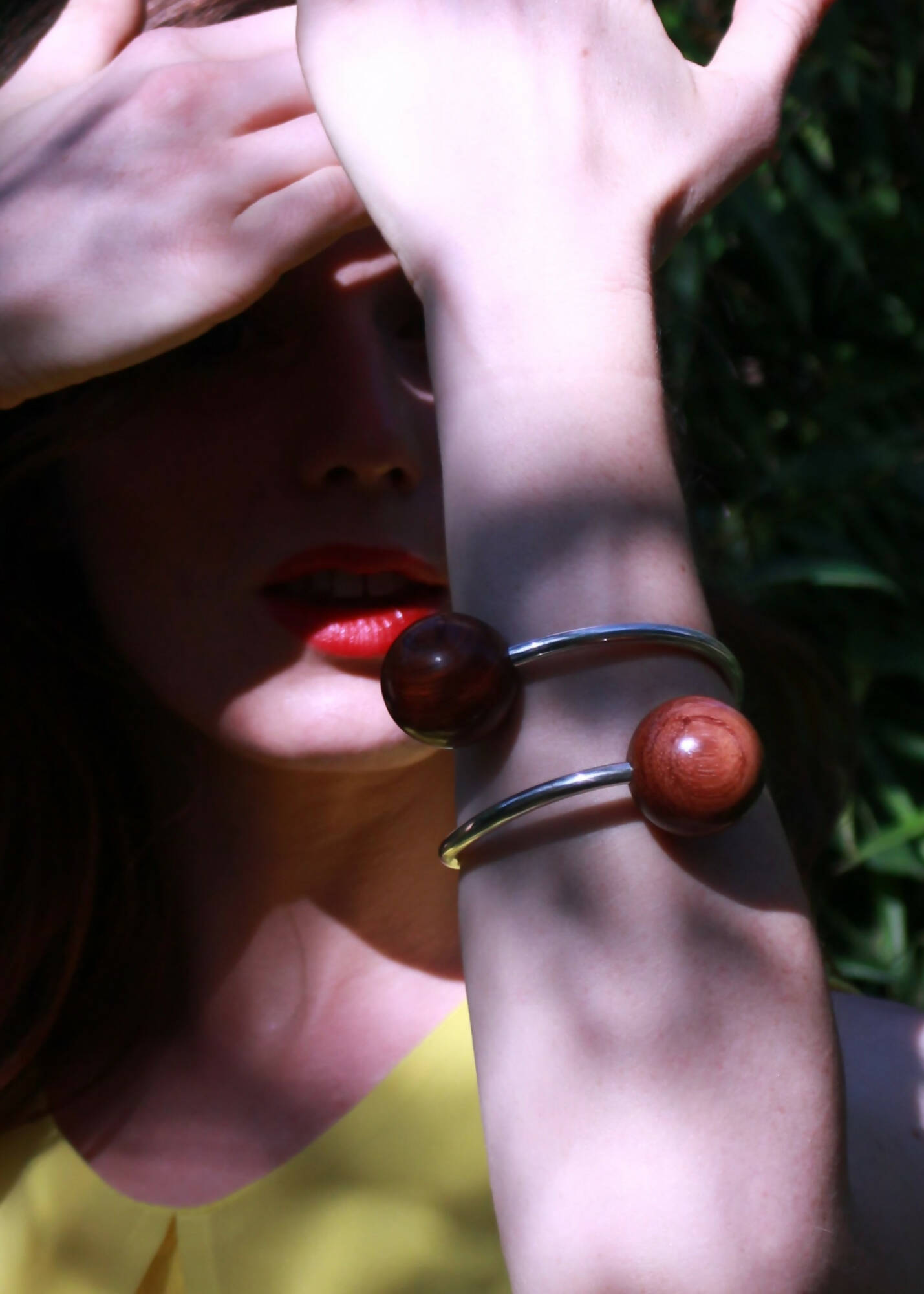 Gaia Doube Sphere Twisted Torque Bangle by Silverwood® jewellery - Bare Fashion