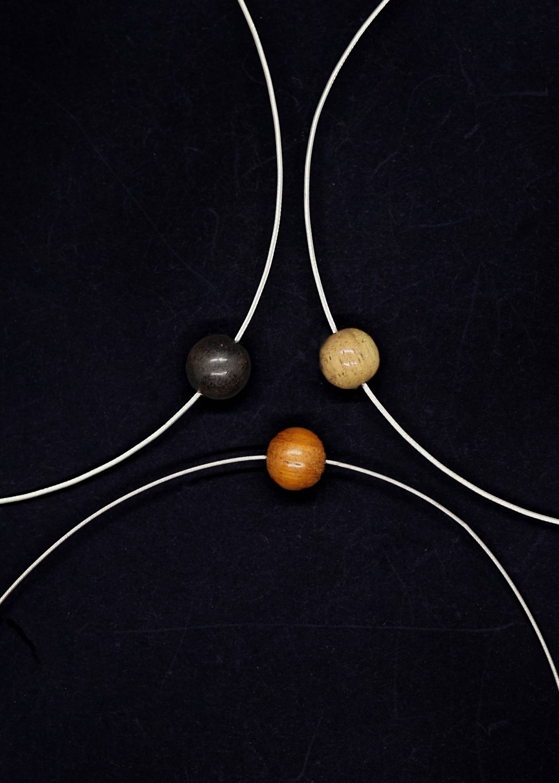 Lana Small Bead Cable Necklace - Black Wood by Silverwood® jewellery - Bare Fashion