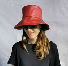 Load image into Gallery viewer, Bucket Hat in Metallic Red Vegan Leather by JCN Fascinators - Bare Fashion
