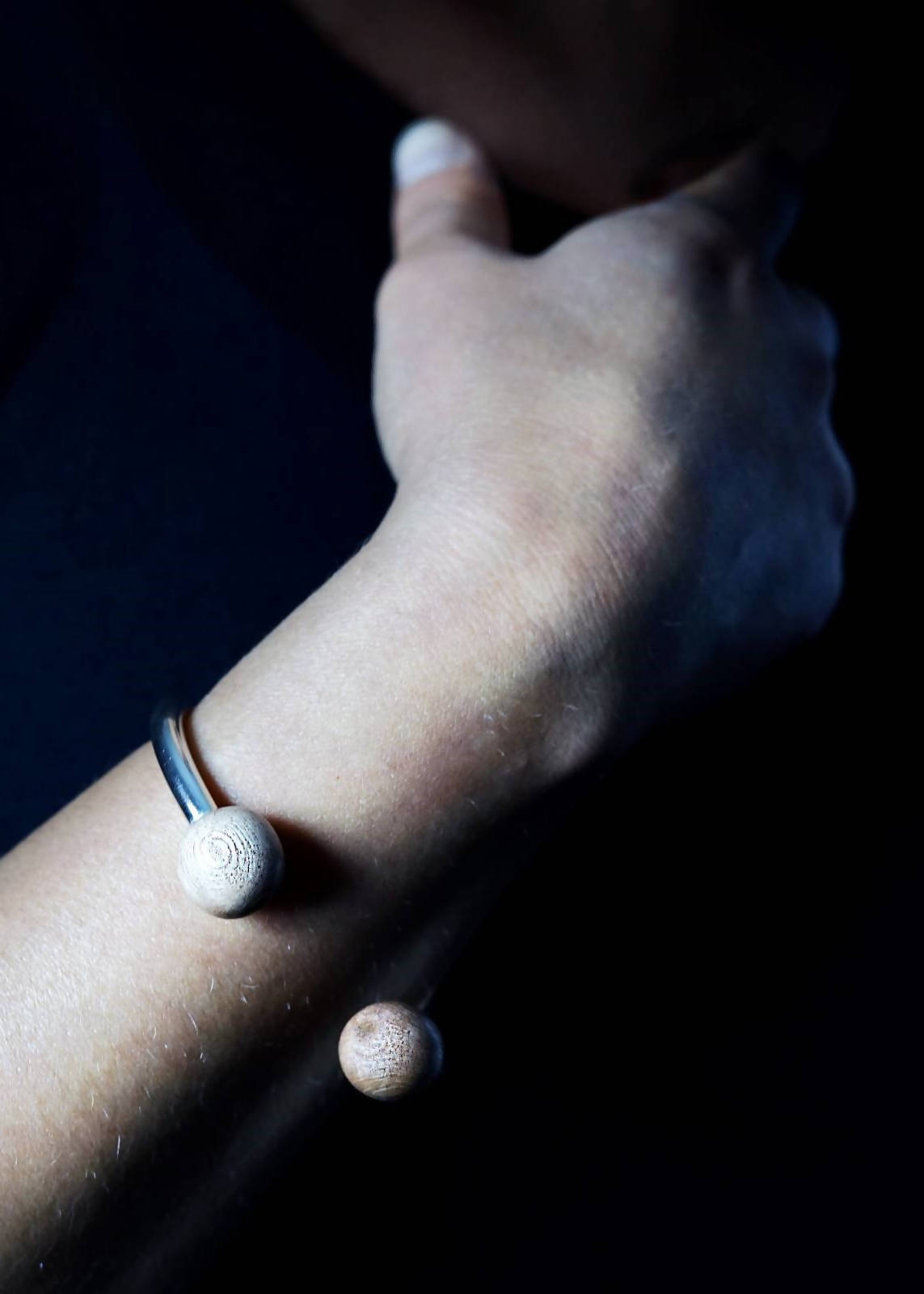 Lana Double Bead Torque Bangle - 3 colours by Silverwood® jewellery - Bare Fashion