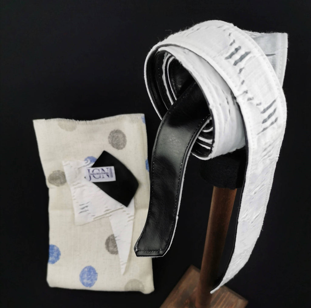 Head Scarf in Vegan Leather and Vintage Marni Cotton by JCN Fascinators - Bare Fashion
