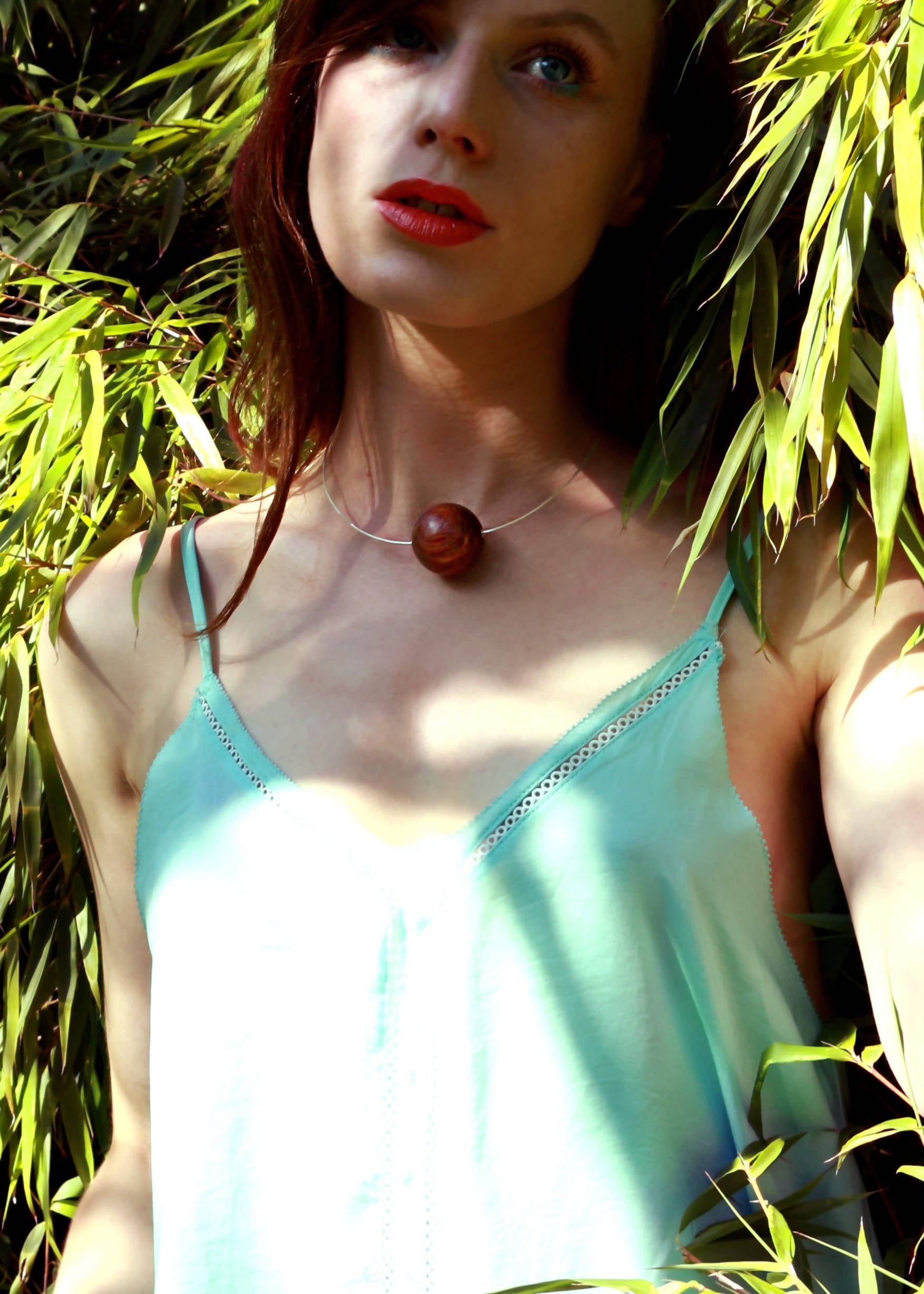 Gaia Bead and Cable Necklace - Red wood by Silverwood® jewellery - Bare Fashion