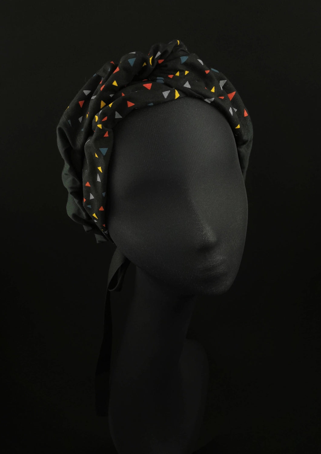 Multicolor Geometric Head Scarf in Cotton by JCN Fascinators - Bare Fashion