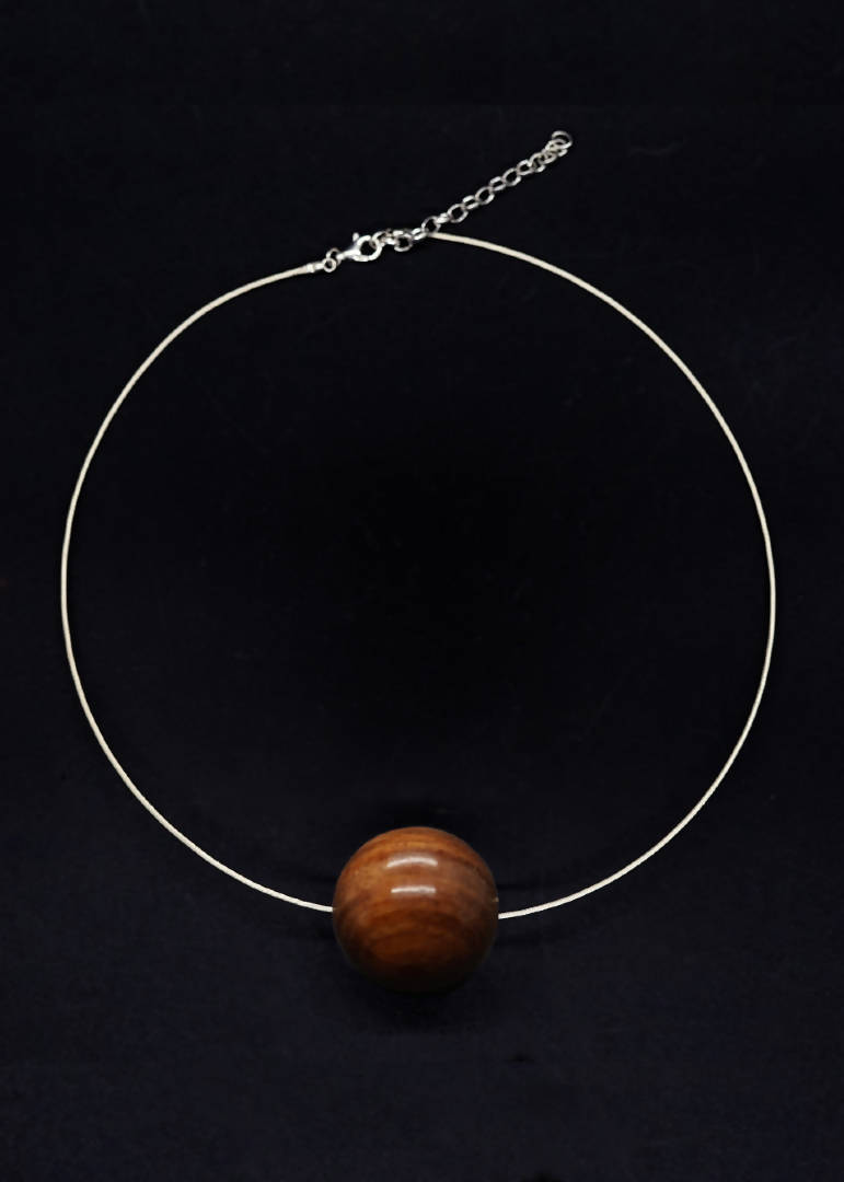 Gaia Bead and Cable Necklace - Red wood by Silverwood® jewellery - Bare Fashion