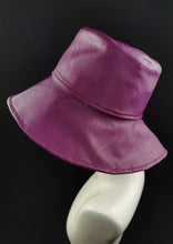 Load image into Gallery viewer, Bucket Hat in Magenta Vegan Leather by JCN Fascinators - Bare Fashion
