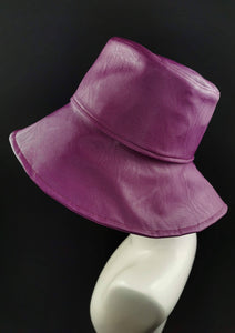 Bucket Hat in Magenta Vegan Leather by JCN Fascinators - Bare Fashion
