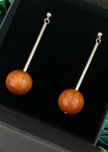 Lana Bead and Tube Earrings - Red Wood by Silverwood® jewellery - Bare Fashion