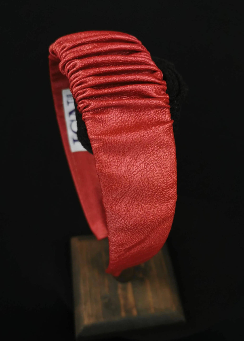 Headband in Metallic Red Faux Leather with Matching Scrunchie by JCN Fascinators - Bare Fashion