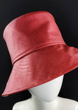 Load image into Gallery viewer, Bucket Hat in Metallic Red Vegan Leather by JCN Fascinators - Bare Fashion
