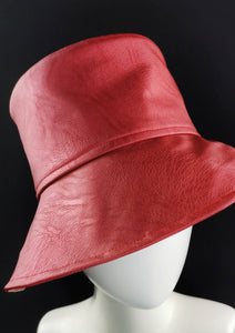 Bucket Hat in Metallic Red Vegan Leather by JCN Fascinators - Bare Fashion