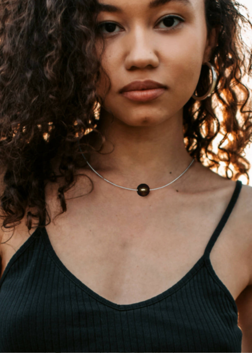 Lana Small Bead Cable Necklace - Black Wood by Silverwood® jewellery - Bare Fashion