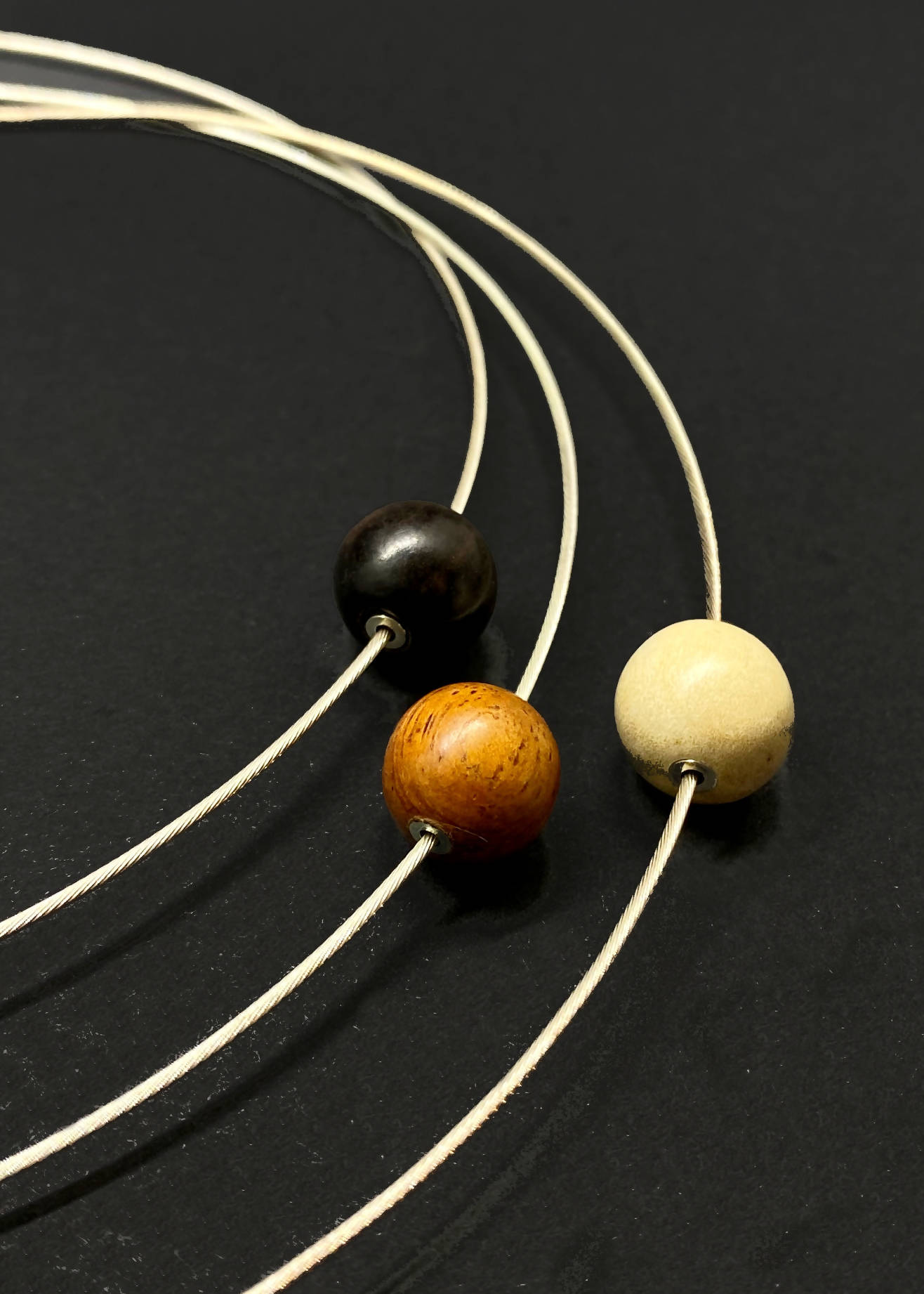 Lana Small Bead Cable Necklace - Light Wood by Silverwood® jewellery - Bare Fashion