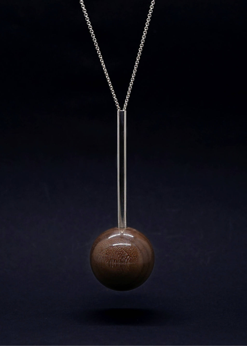 Gaia Large Sphere & Silver Tube Necklace - Long by Silverwood® jewellery - Bare Fashion