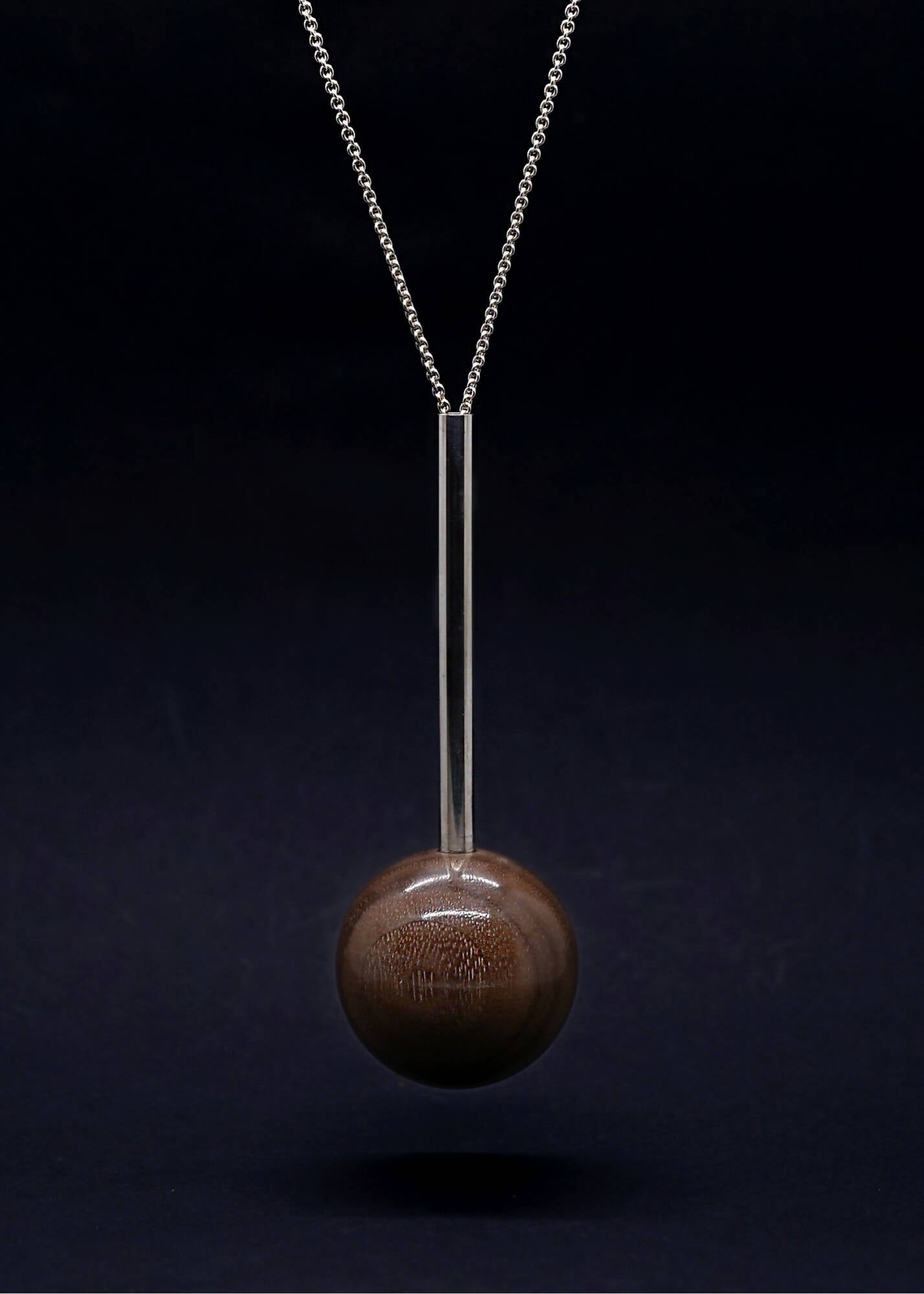 Gaia Large Sphere & Silver Tube Necklace - Long by Silverwood® jewellery - Bare Fashion