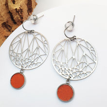 Load image into Gallery viewer, Fabrikk Stellar Planet Drop |  Laser Cut Earrings | Orange | Vegan Leather by FABRIKK - Bare Fashion
