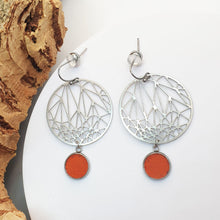 Load image into Gallery viewer, Fabrikk Stellar Planet Drop |  Laser Cut Earrings | Orange | Vegan Leather by FABRIKK - Bare Fashion
