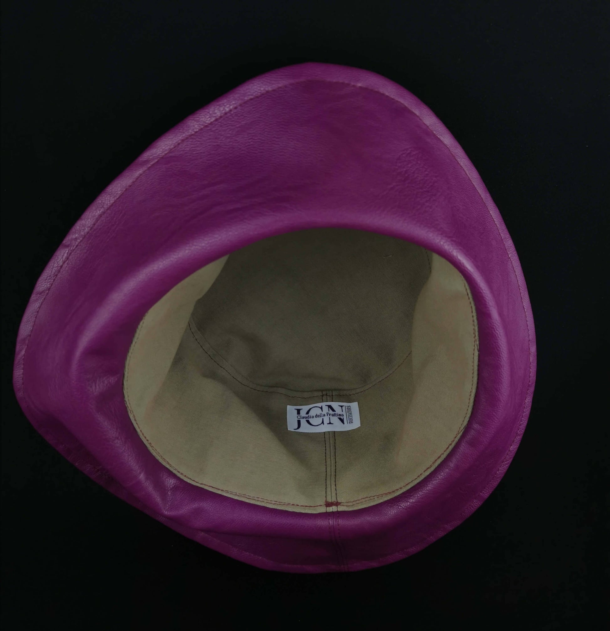 Bucket Hat in Magenta Vegan Leather by JCN Fascinators - Bare Fashion