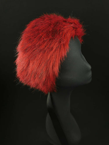 Red Fake Fur and Grosgrain Head Scarf by JCN Fascinators - Bare Fashion