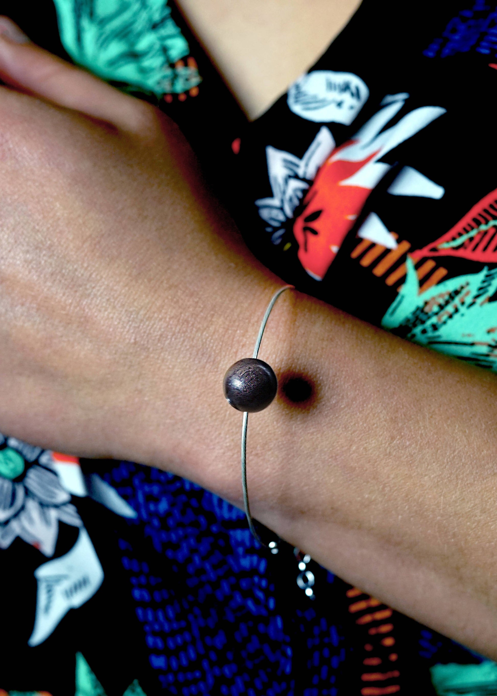 Lana Small Black Bead Cable Bracelet - Unisex by Silverwood® jewellery - Bare Fashion