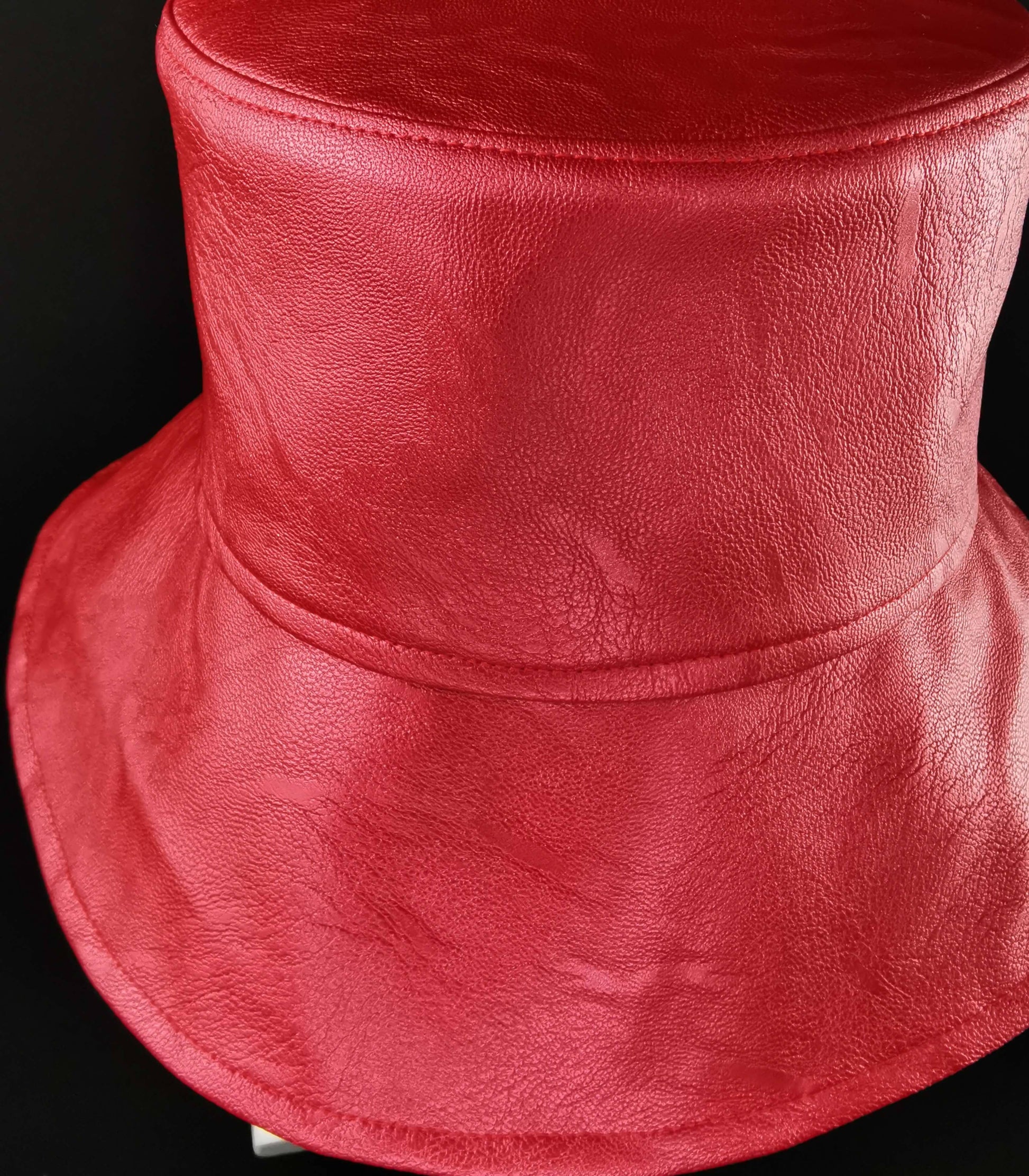 Bucket Hat in Metallic Red Vegan Leather by JCN Fascinators - Bare Fashion