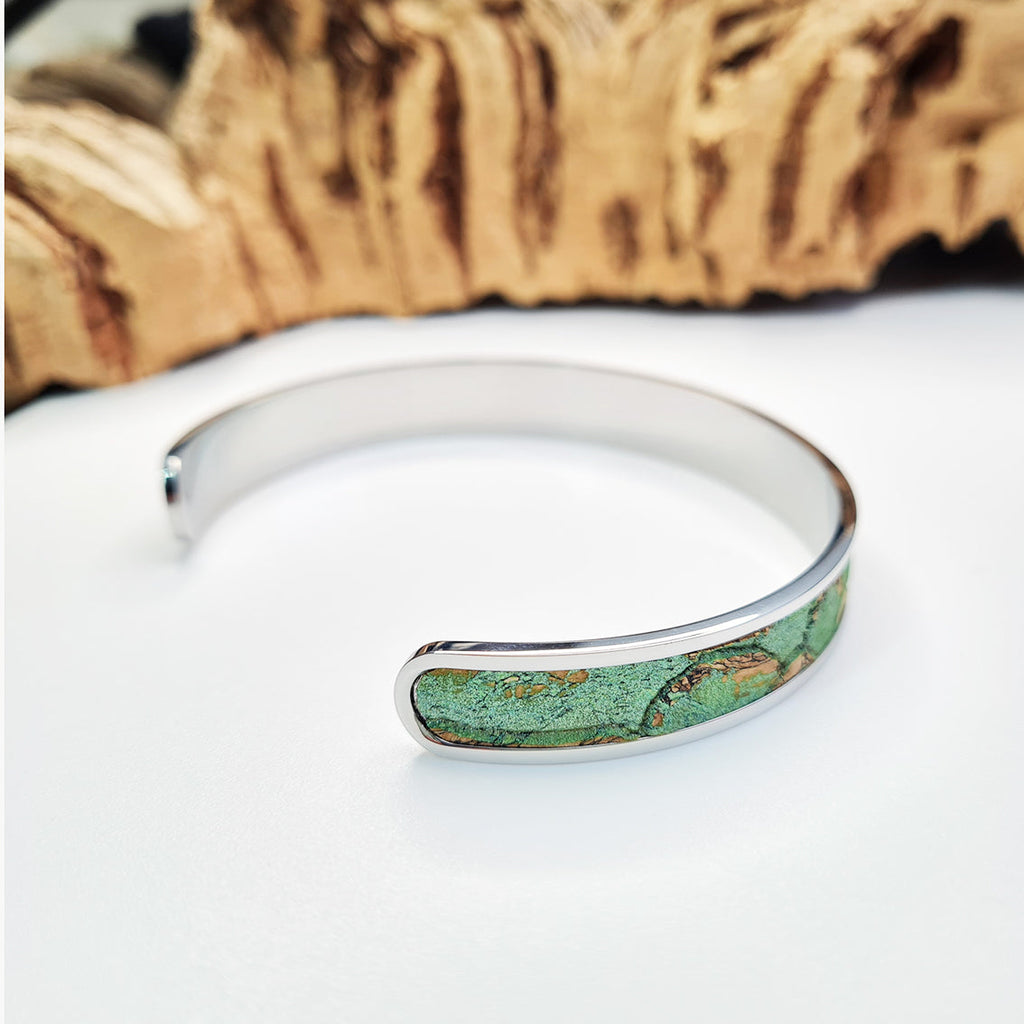 Fabrikk Eco Cork Bangle | Green Mock-Python by FABRIKK - Bare Fashion