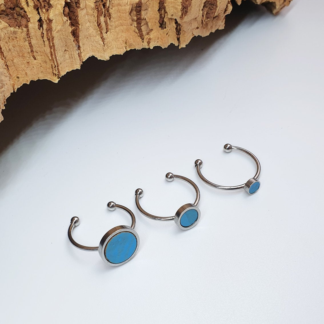Fabrikk 1 Planet Stacking Ring Set | Small-Medium-Large | Bahama Blue | Vegan Leather by FABRIKK - Bare Fashion