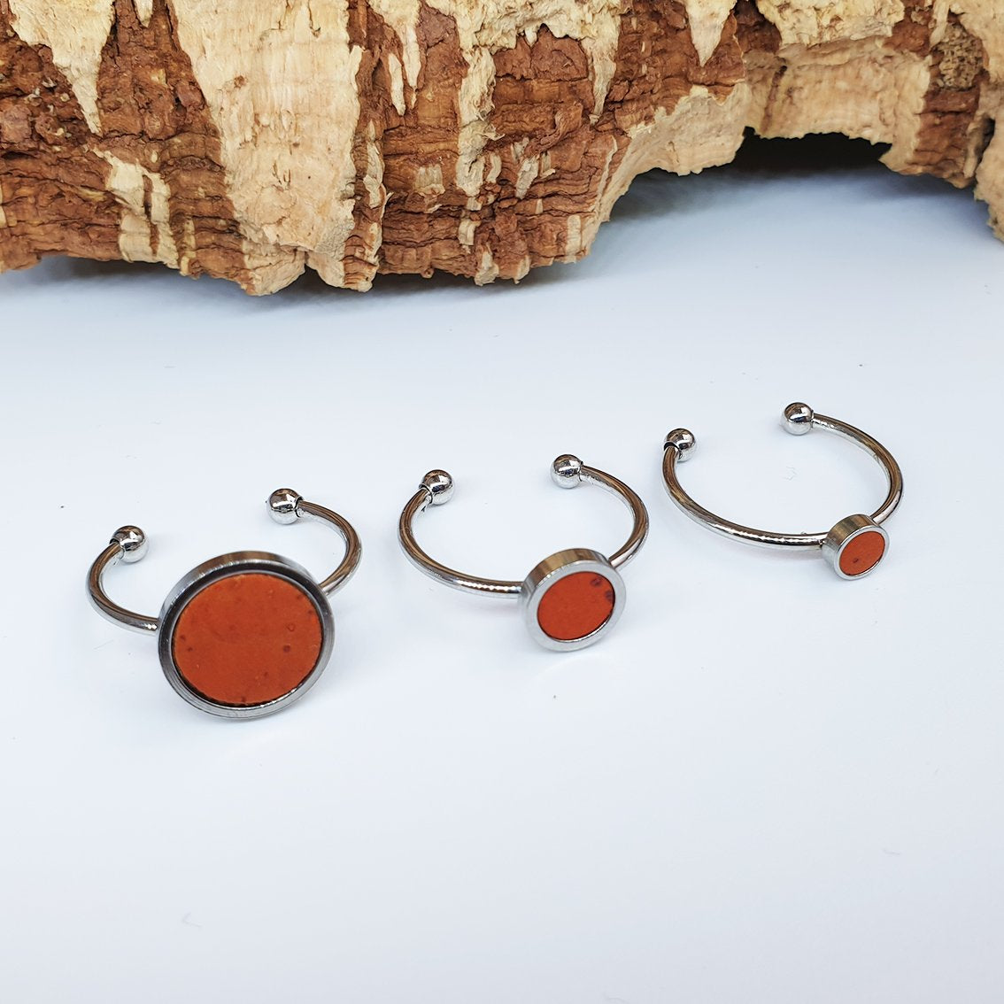 Fabrikk 1 Planet Stacking Ring Set | Small-Medium-Large | Orange | Vegan Leather by FABRIKK - Bare Fashion