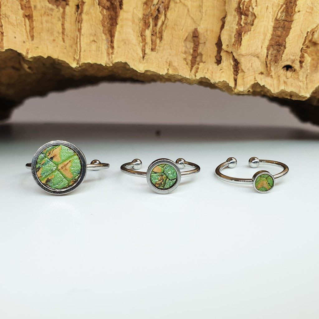 Fabrikk 1 Planet Stacking Ring Set | Small-Medium-Large | Green Python Skin | Vegan Leather by FABRIKK - Bare Fashion