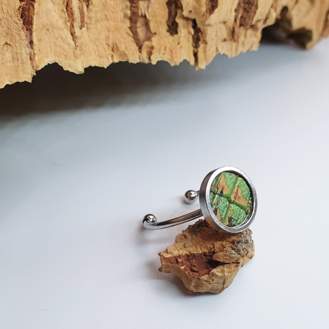 Fabrikk 1 Planet Stacking Ring Set | Small-Medium-Large | Green Python Skin | Vegan Leather by FABRIKK - Bare Fashion