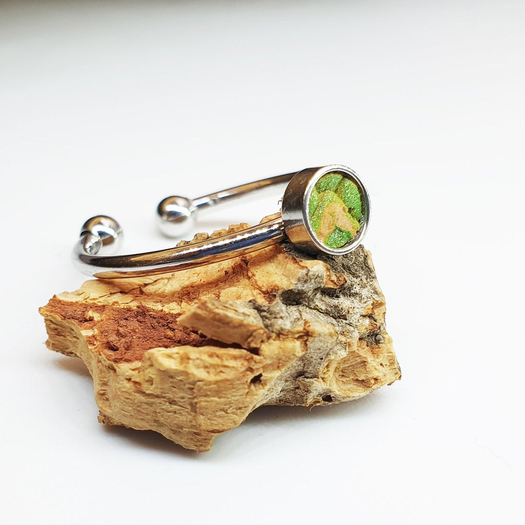 Fabrikk 1 Planet Stacking Ring | Small | Green Mock-Python Skin | Vegan Leather by FABRIKK - Bare Fashion