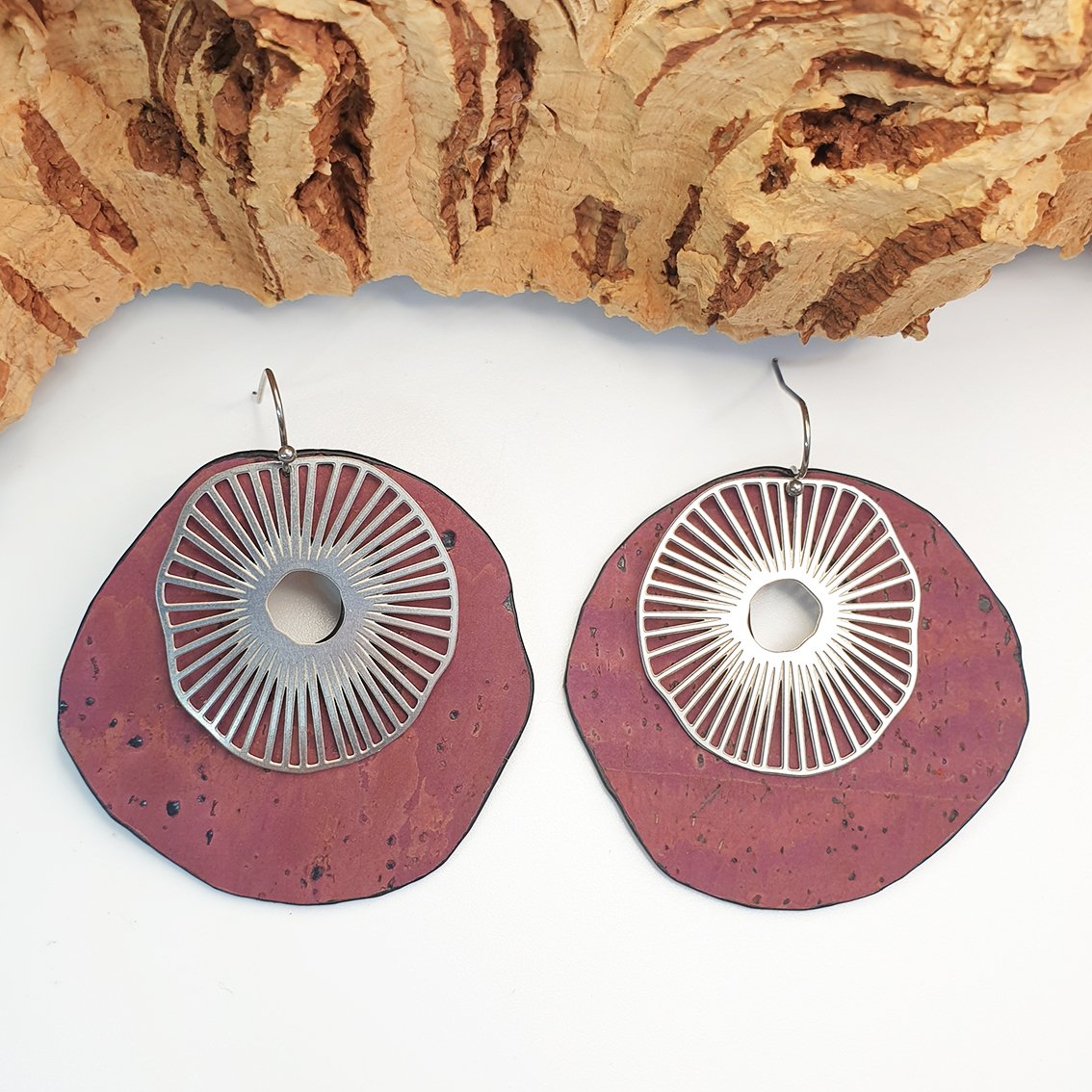 Fabrikk Split Atom | Laser Cut Earrings | Purple Music | Vegan Leather by FABRIKK - Bare Fashion